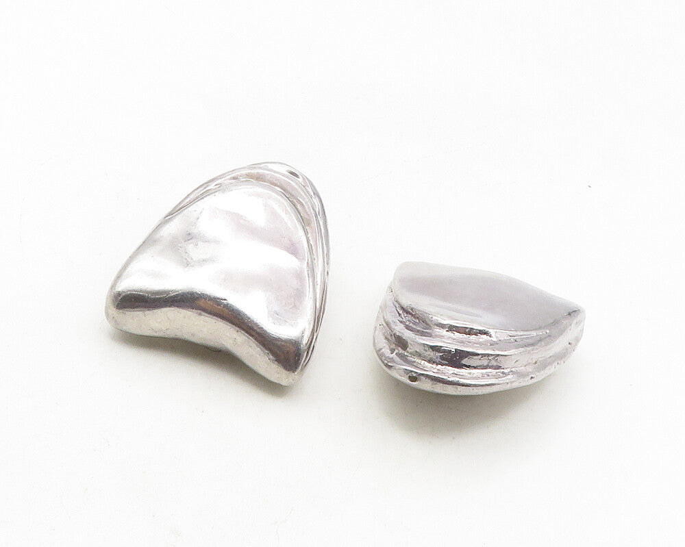 925 Sterling Silver  Vintage Shiny Hollow Sculpted Non Pierce Earrings  EG5147