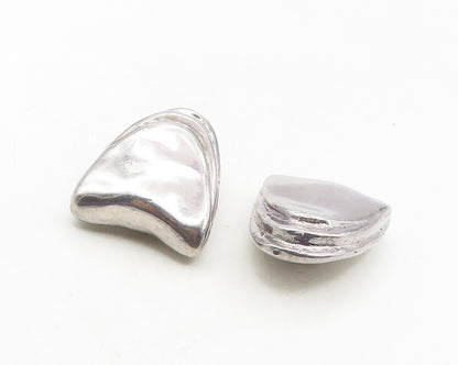 925 Sterling Silver  Vintage Shiny Hollow Sculpted Non Pierce Earrings  EG5147