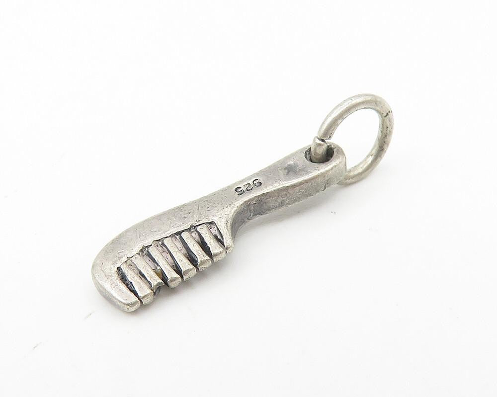 925 Sterling Silver  Vintage Petite Dark Tone Hair Comb Motif Pendant  PT9050