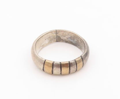 925 Sterling Silver Vintage Ring Dark Tone Grooved Lines  Sz 6.5  RG31790
