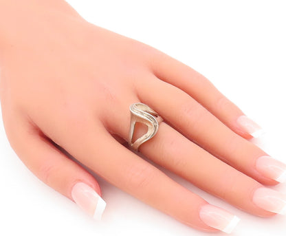 925 Sterling Silver Vintage Ring Cutout Shank Swirled Design  Sz 7  RG29003