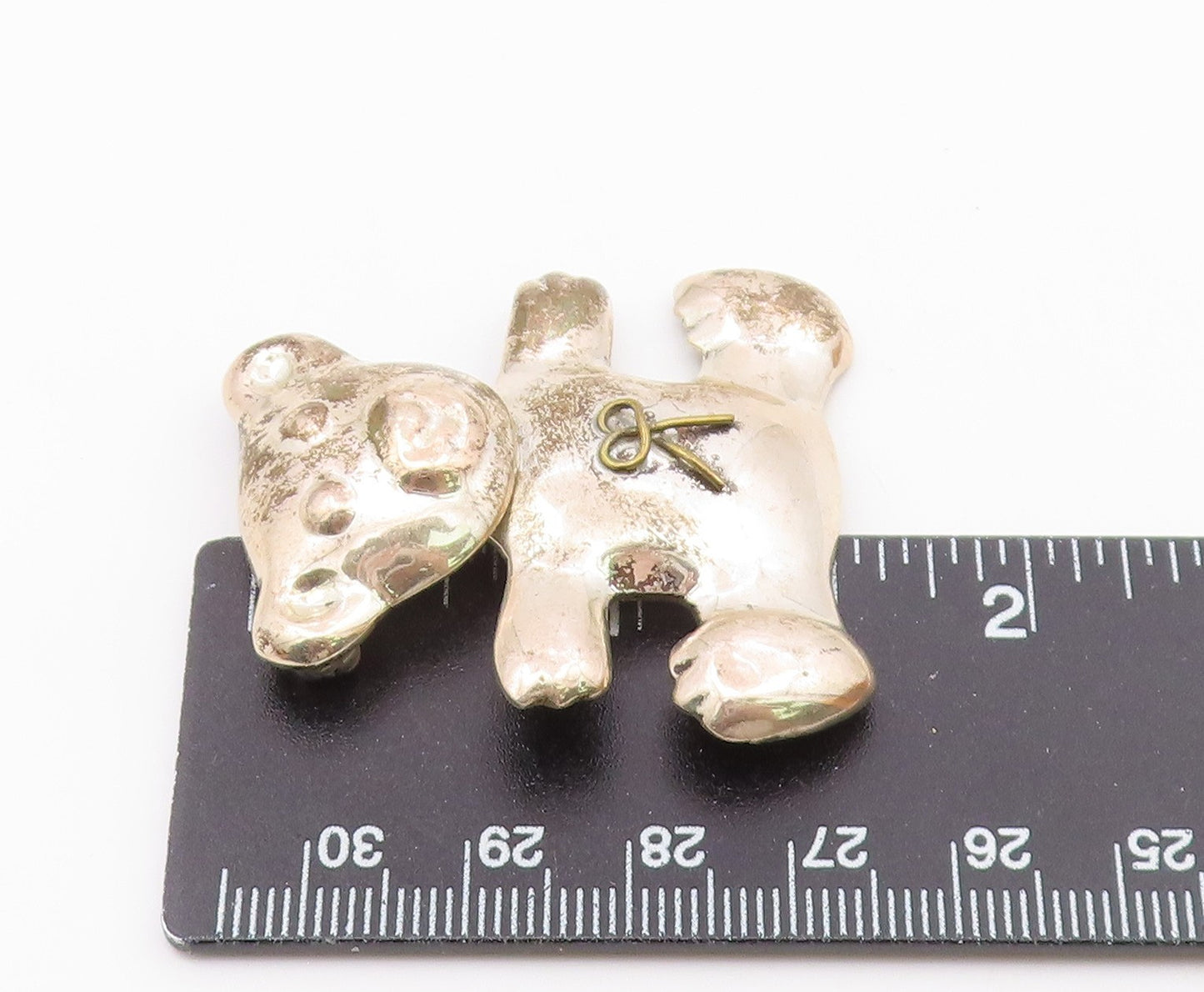 MEXICO 925 Sterling Silver  Vintage Dark Tone Teddy Bear Brooch Pin  BP5754