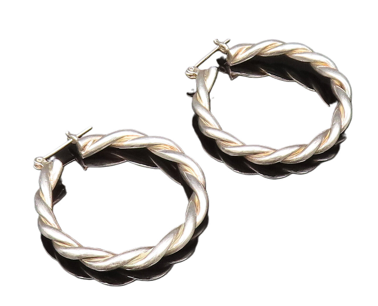 925 Sterling Silver  Vintage Fashionable Twisted Hoop Earrings  EG12269
