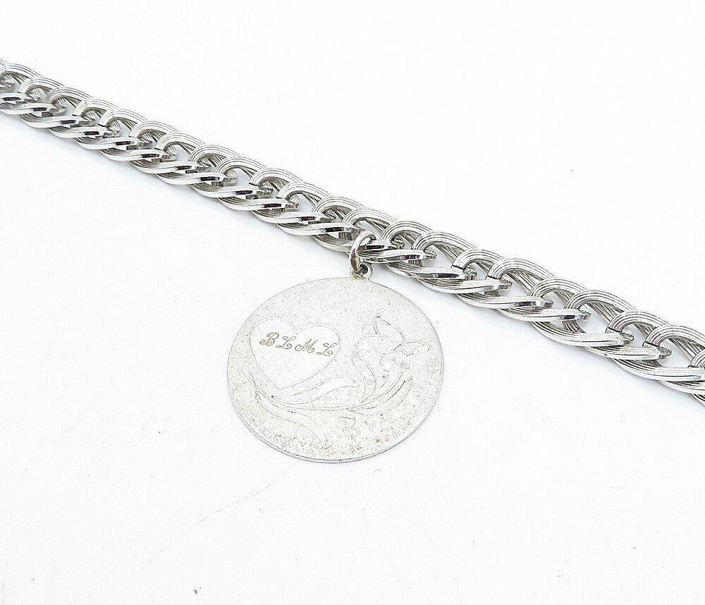 925 Sterling Silver  Vintage Shiny Mother Love Charmed Chain Bracelet  BT1477