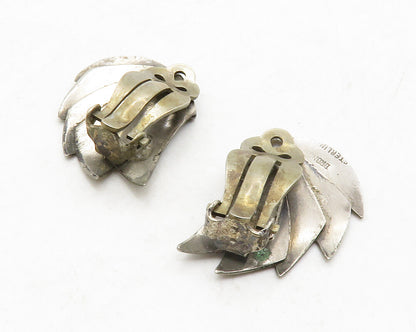 925 Sterling Silver  Vintage Dark Tone Modernist Non Pierce Earrings  EG6669