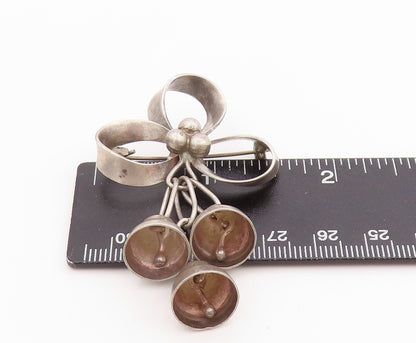 925 Sterling Silver Vintage Brooch MEXICO Cutout Brow With Bells Jingles BP11712