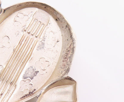 925 Sterling Silver Vintage Brooch Pin Modernist Musical Instrument Hat  BP12467