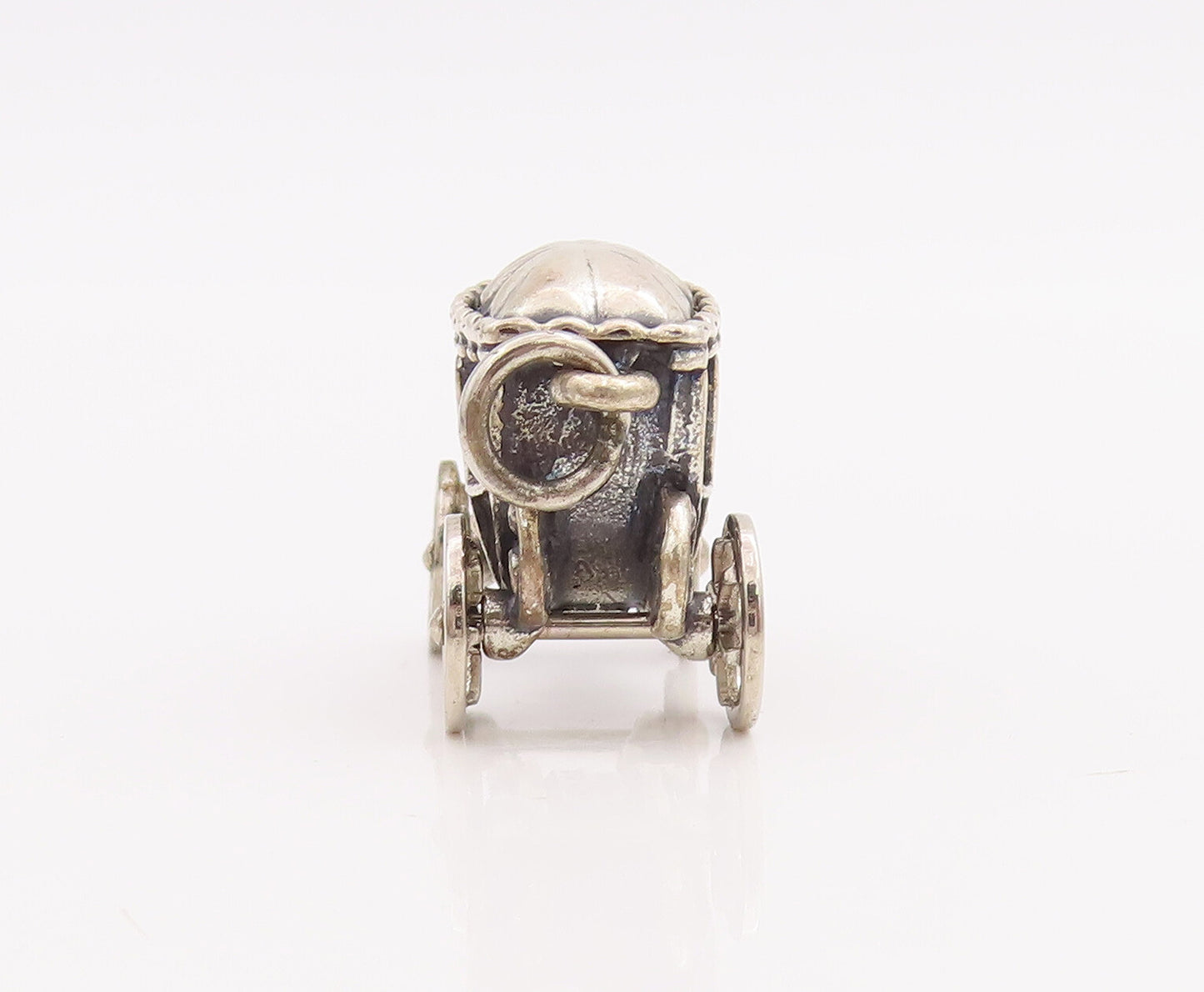 925 Sterling Silver Vintage Pendant BEAUCRAFT Carved Vintage Moving Cart PT22860