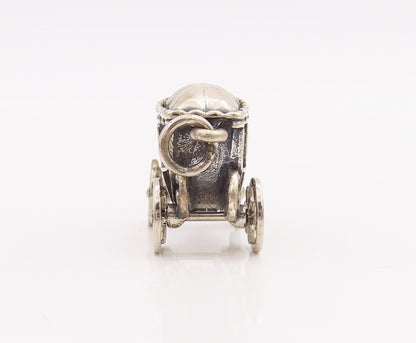 925 Sterling Silver Vintage Pendant BEAUCRAFT Carved Vintage Moving Cart PT22860