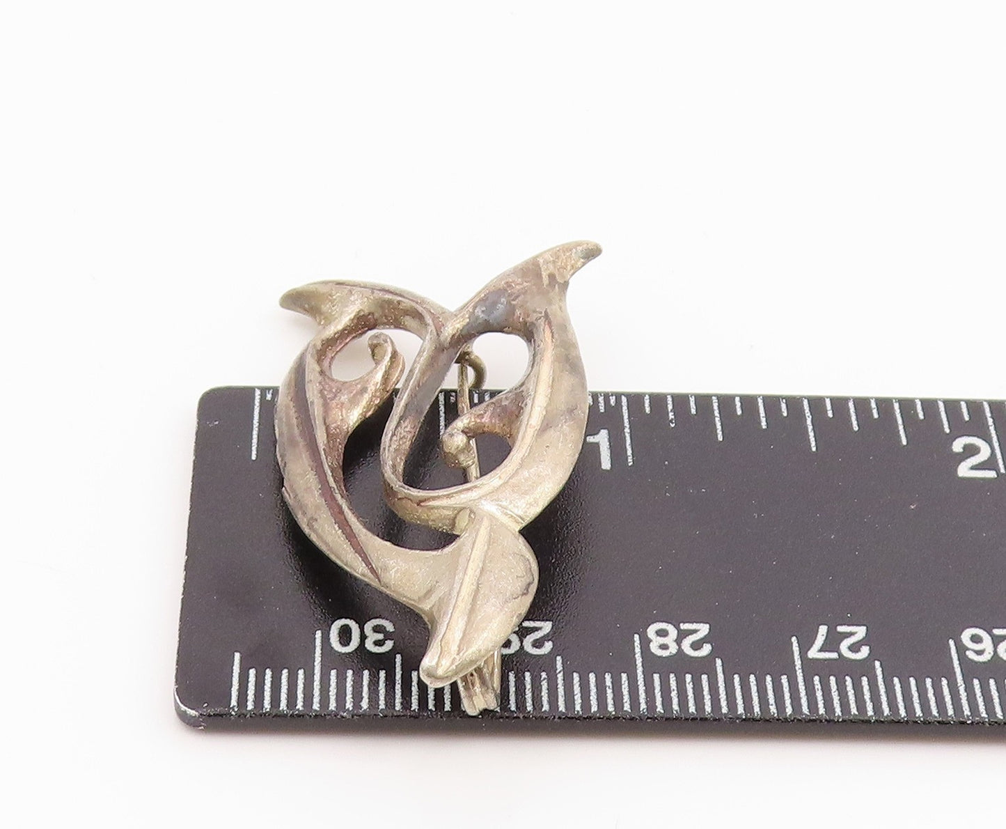 925 Sterling Silver Vintage Brooch Pin EUROPE Floral Calla Lily Motif  BP12451