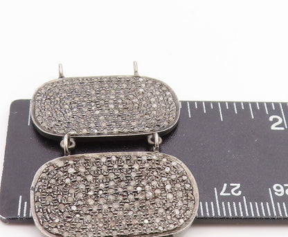 925 Sterling Silver Vintage Pendant Real 1ct Diamonds Chain Tassel  PT26202