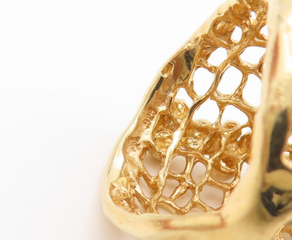 925 Sterling Silver Vintage Ring Gold Plated Beaded Openwork Band  Sz 7  RG34555