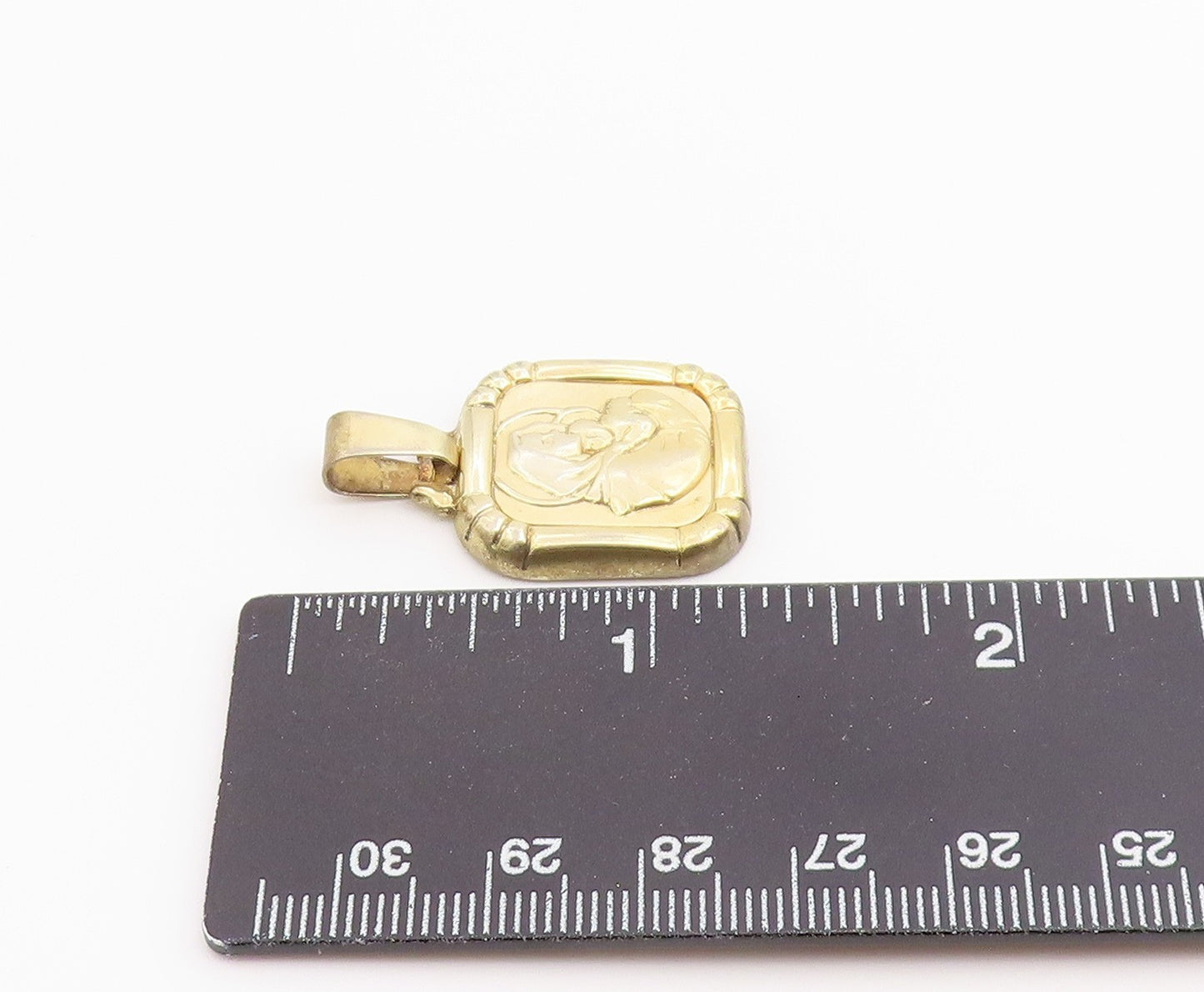 925 Sterling Silver Vintage Pendant Gold Plated Virgin Mary & Baby Jesus PT26517