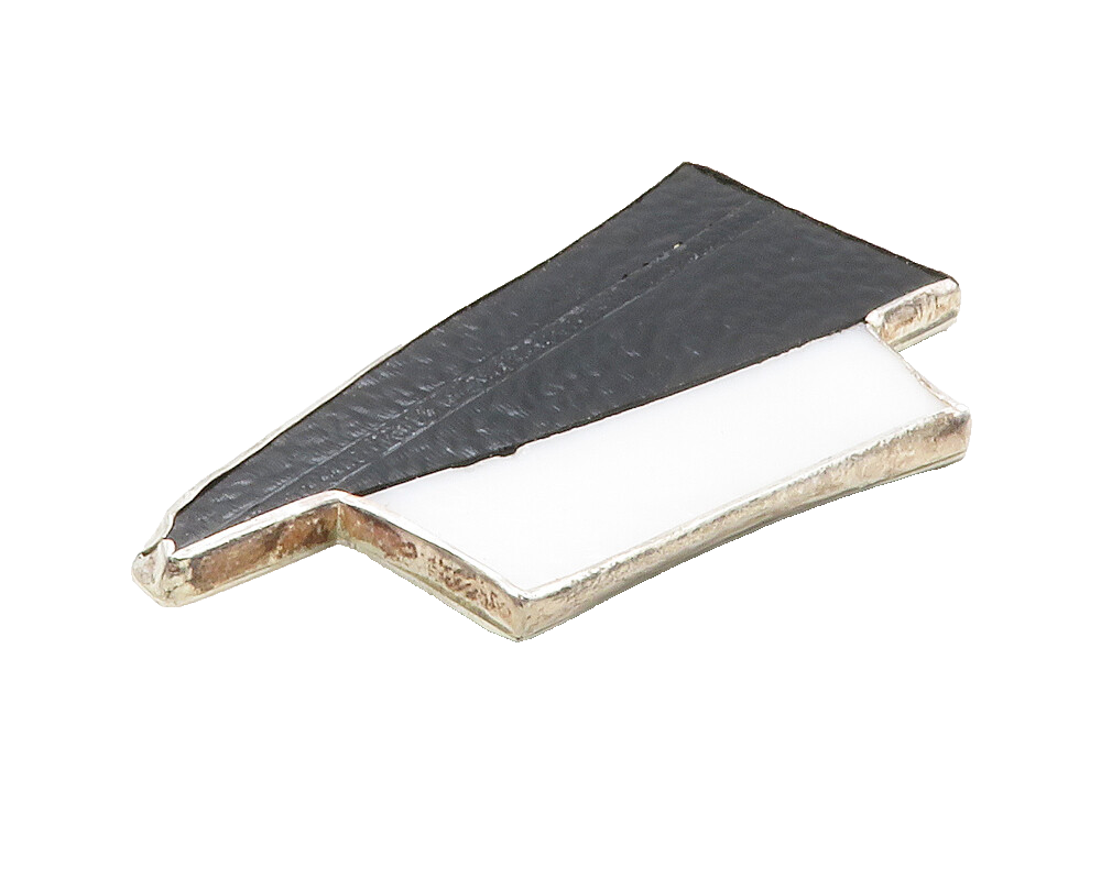 DESIGNER 925 Silver Vintage Modernist Black & White Enamel Brooch Pin  BP4766