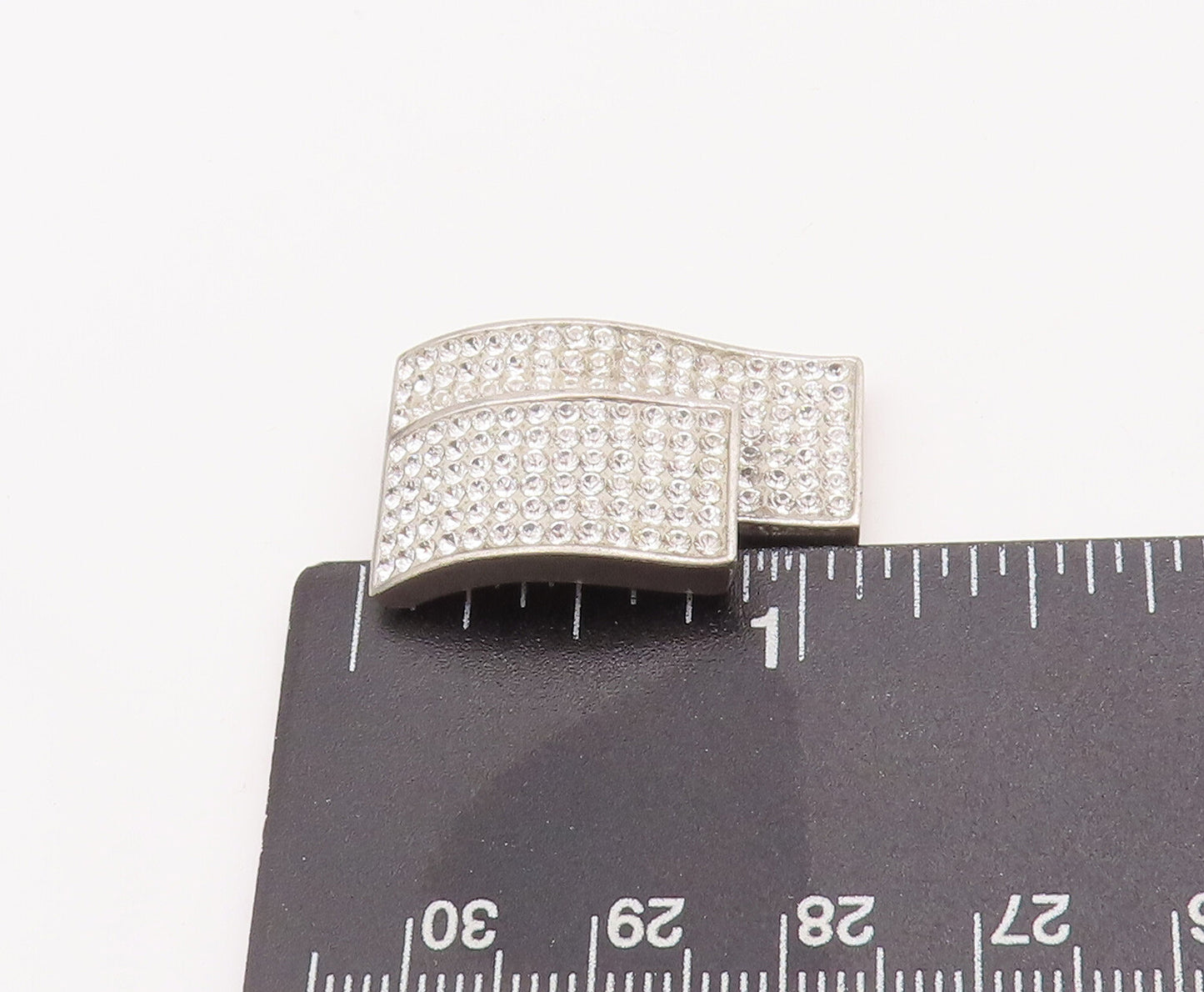 925 Sterling Silver Vintage Pendant Double Rectangular Inlay CZ Drop  PT23095