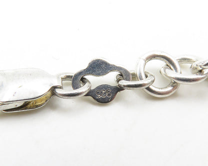925 Silver  Vintage Onyx Quartz Lapis Lazuli & Carnelian Chain Bracelet BT7402