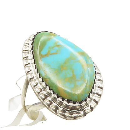 HERBERT TSOSIE NAVAJO 925 Silver  Turquoise Cocktail Ring Sz 7.5  RG17859