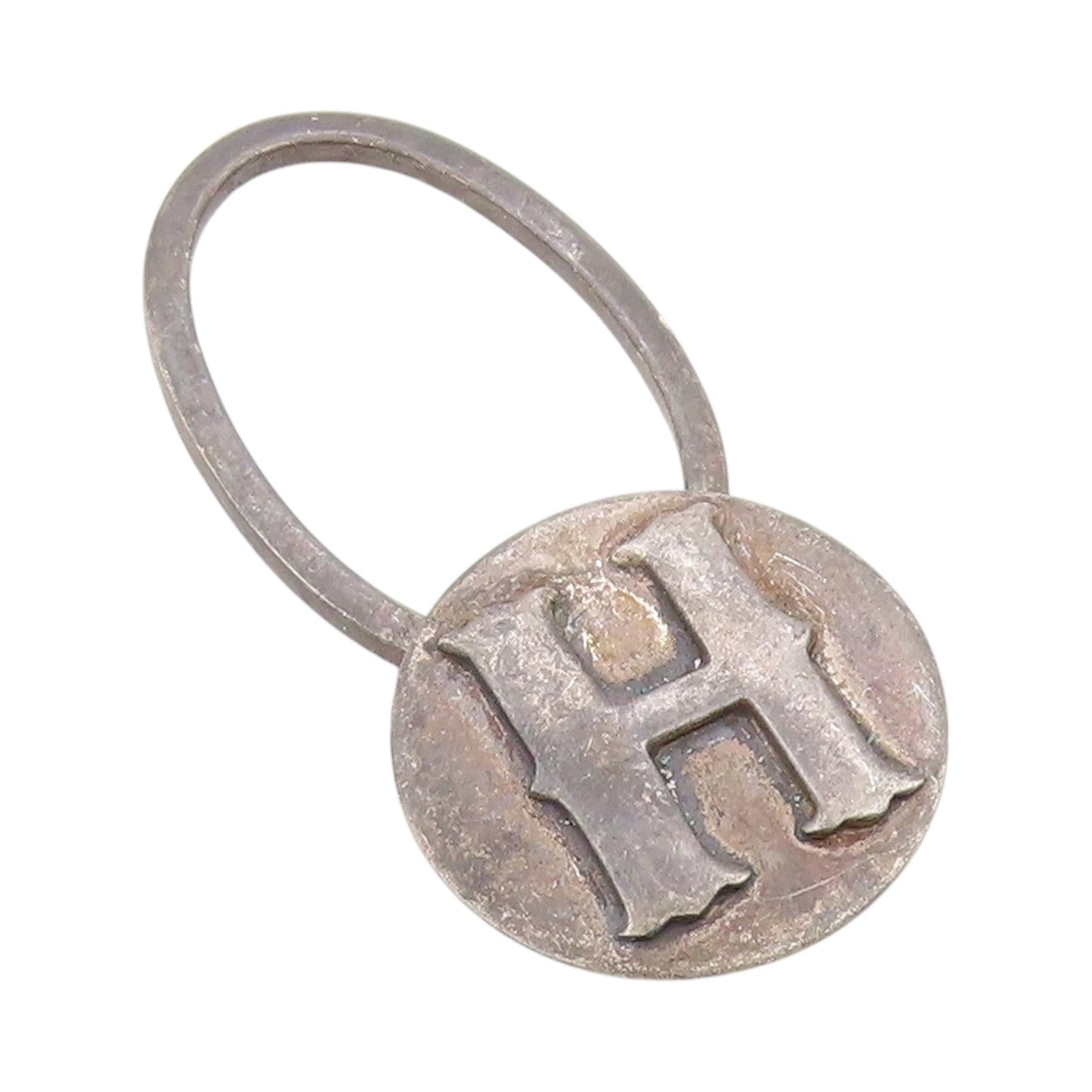 925 Sterling Silver Vintage Key Chain MEXICO Dark Tone H Monogram Ring  TR3950