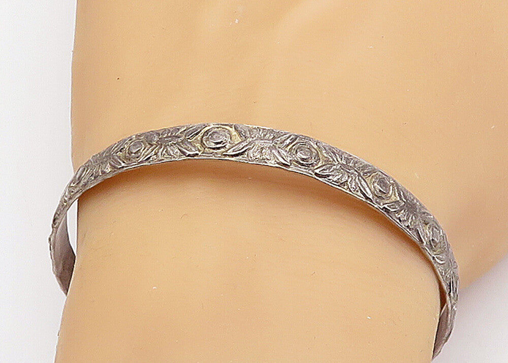 TAXCO 925 Sterling Silver Vintage Oxidized Etched Bangle Bracelet BT1454