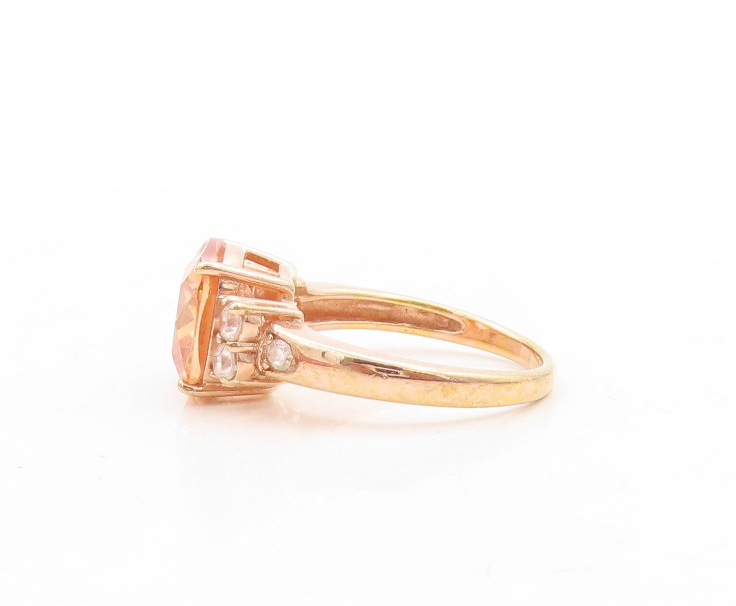 925 Sterling Silver Vintage Ring Rose Gold Plated Morganite CZ  Sz 7  RG31568