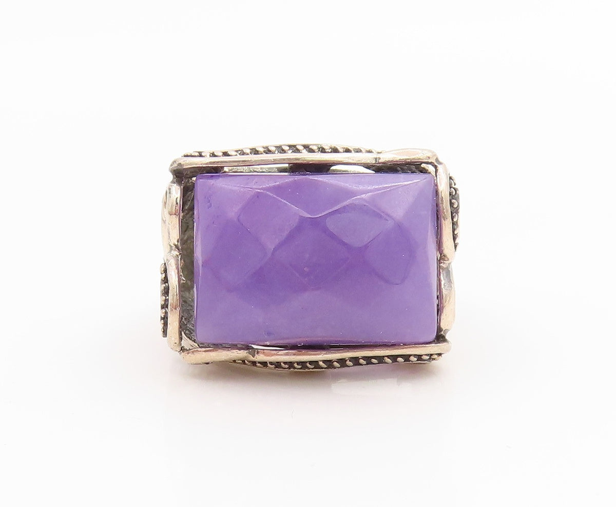925 Sterling Silver Vintage Ring Purple Amethyst Statement Band  Sz 7  RG35737
