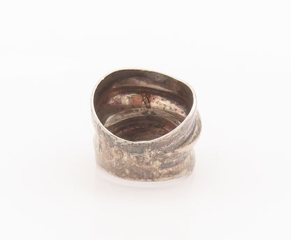 925 Sterling Silver Vintage Ring Modernist Neck Muffler Shape Sz 5.5  RG27729