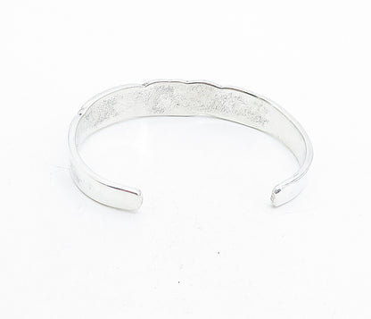 MEXICO 925 Sterling Silver  Vintage Shiny Enamel Pattern Cuff Bracelet  BT1597