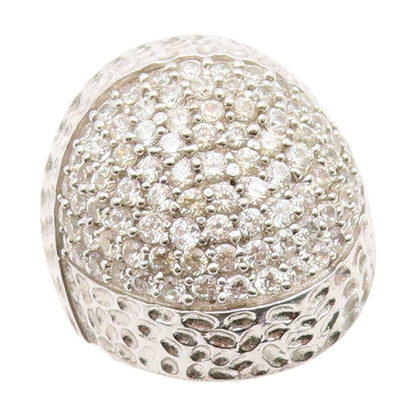 925 Sterling Silver Vintage Ring Sparkling CZ Cluster Dome Band  Sz 5.5  RG34866