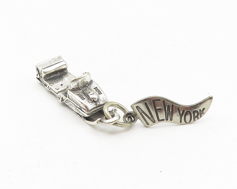 925 Sterling Silver  Vintage Petite Winter Snow Sled New York Pendant  PT8912