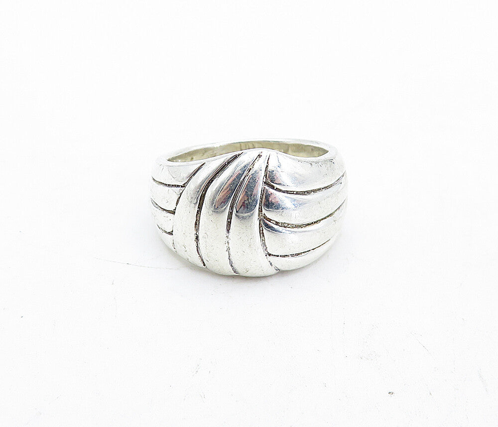 SHUBE 925 Sterling Silver  Vintage Shiny Etched Swirl Band Ring Sz 8  RG4607