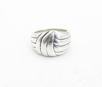 SHUBE 925 Sterling Silver  Vintage Shiny Etched Swirl Band Ring Sz 8  RG4607