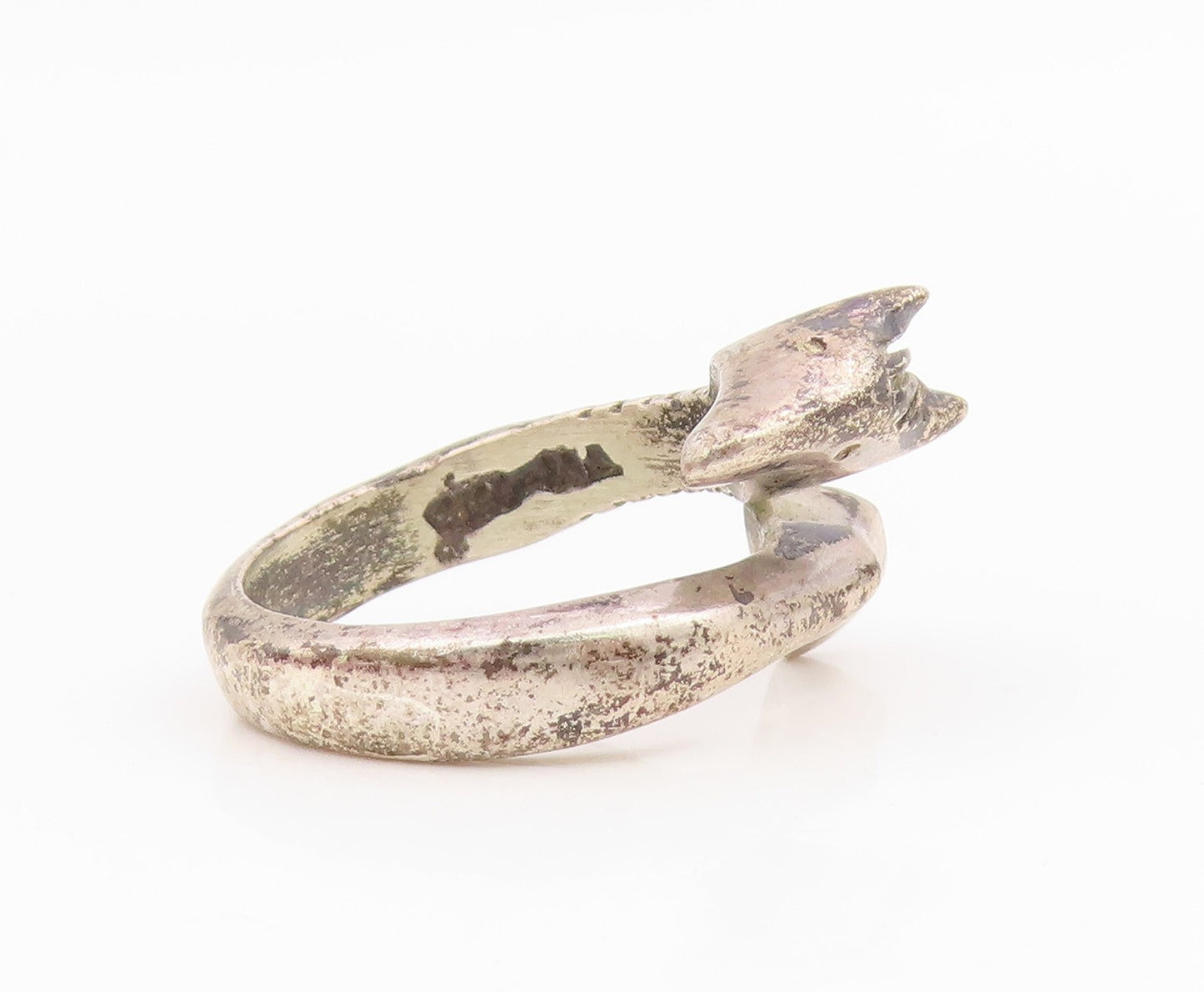 925 Sterling Silver Vintage Ring Classic Giraffe Motif Bypass Band Sz 5 RG35406