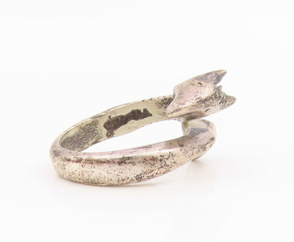 925 Sterling Silver Vintage Ring Classic Giraffe Motif Bypass Band Sz 5 RG35406