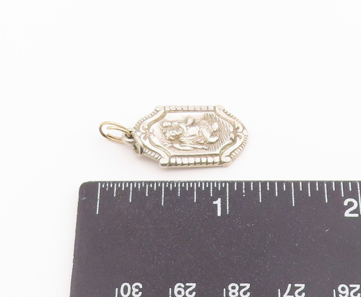 925 Sterling Silver Vintage Pendant St. Christopher Religious Medal  PT26583