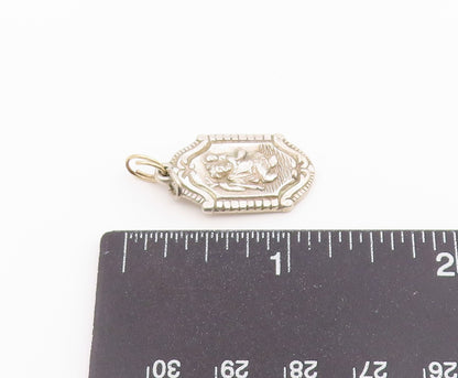 925 Sterling Silver Vintage Pendant St. Christopher Religious Medal  PT26583