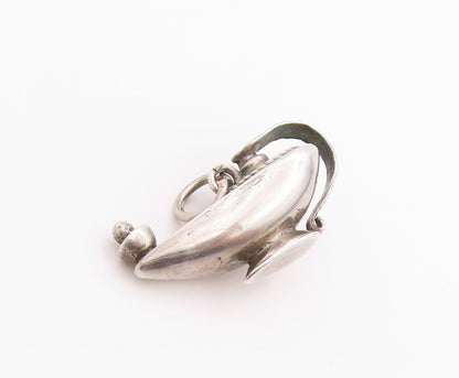 925 Sterling Silver Vintage Pendant 3D Carved Dark Tone Genie Lamp  PT24372