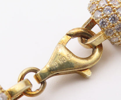 925 Sterling Silver Vintage Necklace Gold Plated CZ Cosmic Orb Chain  NE4931