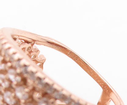 925 Sterling Silver Vintage Ring Rose Gold Plated Designer CZ Inlay Sz 7 RG31063