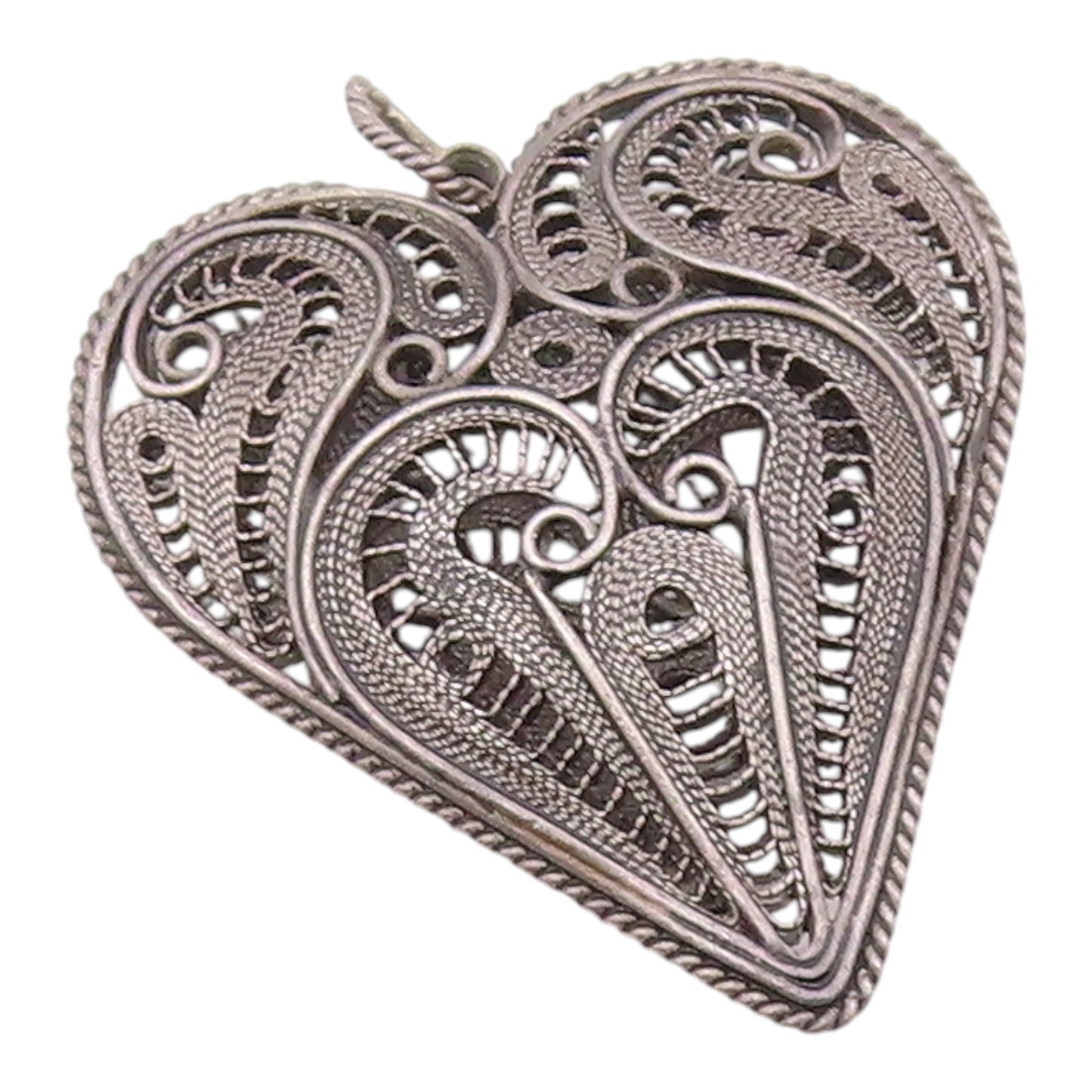 925 Sterling Silver   Vintage Filigree Swirl Love Heart Pendant  PT20550