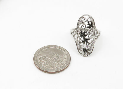 TOTO 925 Silver  Vintage Genuine Diamonds Swirl Vine Band Ring Sz 7  RG21480