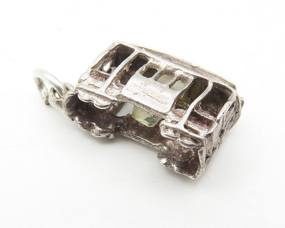 925 Sterling Silver  Vintage Petite Trolley Car Motif Drop Pendant  PT8495