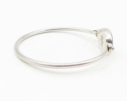 CII MEXICO 925 Silver  Vintage Black Onyx & Tiger's Eye Bangle Bracelet BT4636