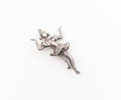 925 Sterling Silver  Vintage Carved Dancing Birthday Girl Brooch Pin  BP10337