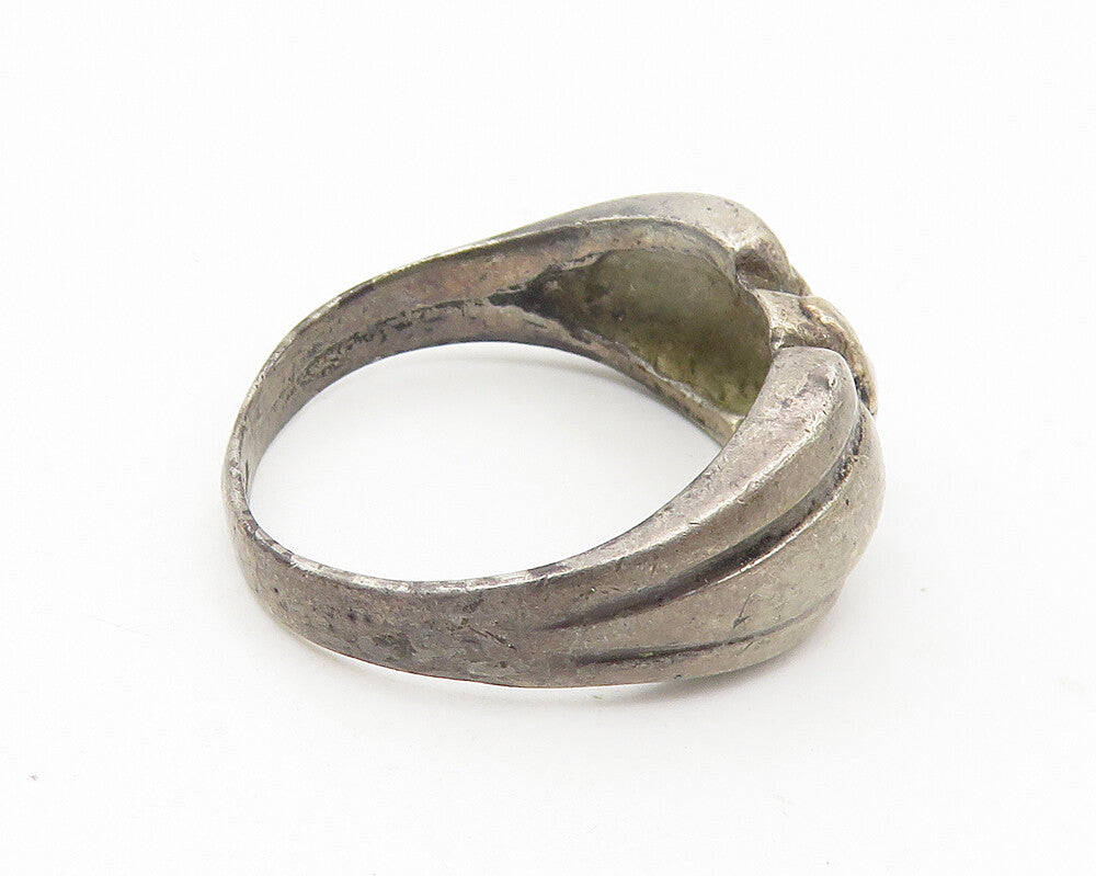 925 Sterling Silver  Vintage Dark Tone Bow Tie Design Band Ring Sz 8  RG10709
