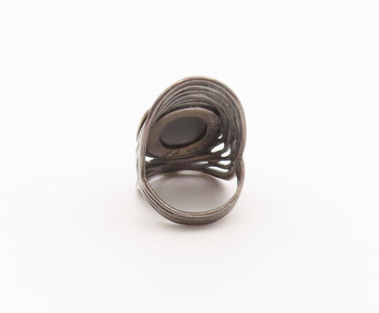 925 Sterling Silver Vintage Ring OR PAZ ISRAEL Faceted Hematite  Sz 5.5  RG36601