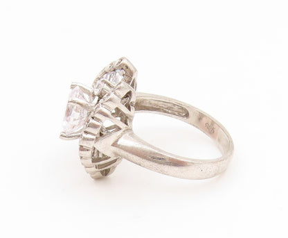 925 Sterling Silver Vintage Ring Round & Baguette Cut CZ Band  Sz 8  RG35277