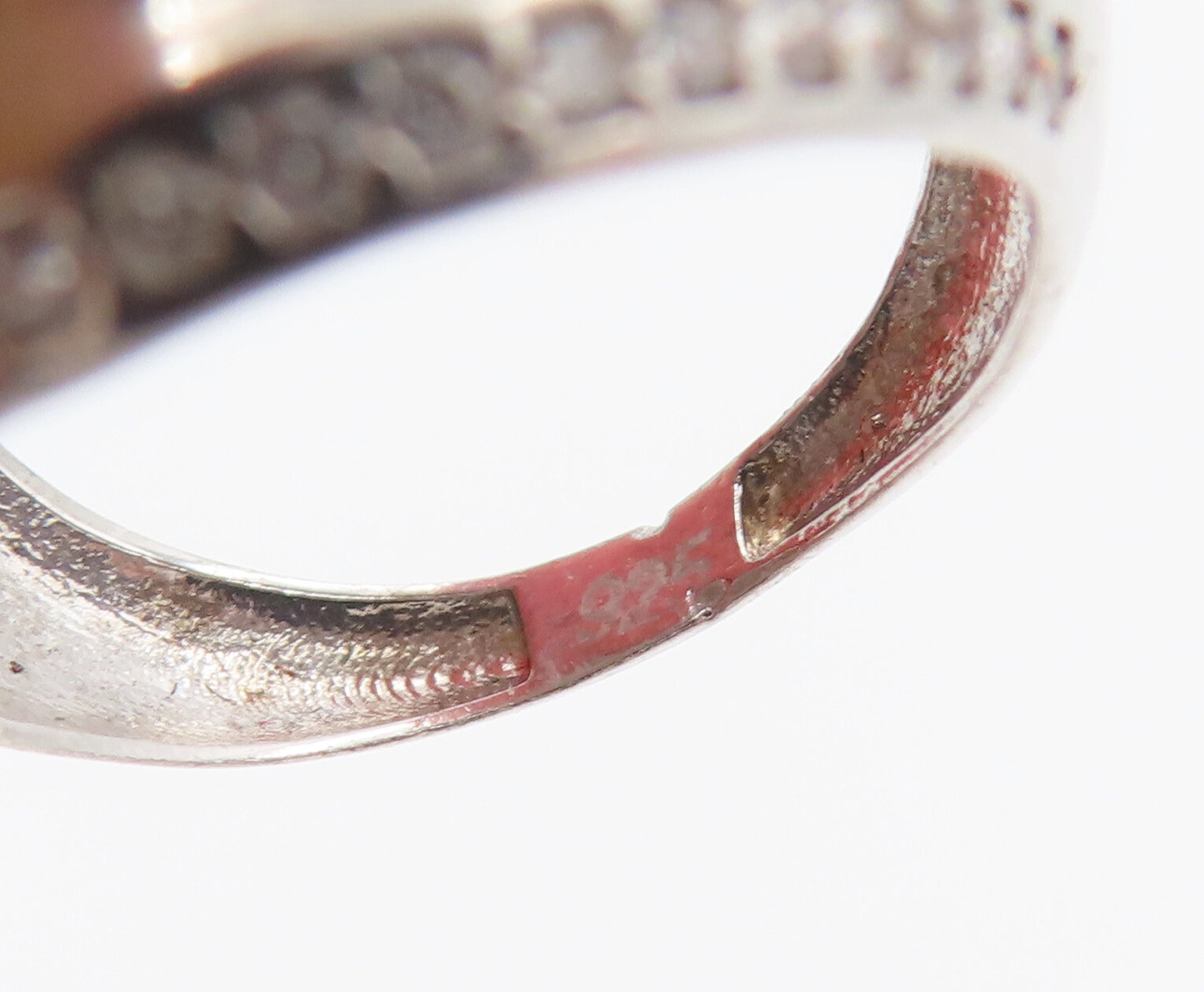 925 Silver  Vintage Mesh & Cubic Zirconia Edge Dome Ring Sz 6.25  RG26186