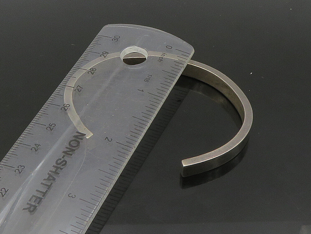 FITCH 925 Silver  Vintage Minimalist Dark Tone Smooth Cuff Bracelet  BT9255