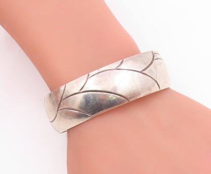 925 Sterling Silver Vintage Bracelet PAULINE WARG Modernist Ribbed Cuff  BT11439