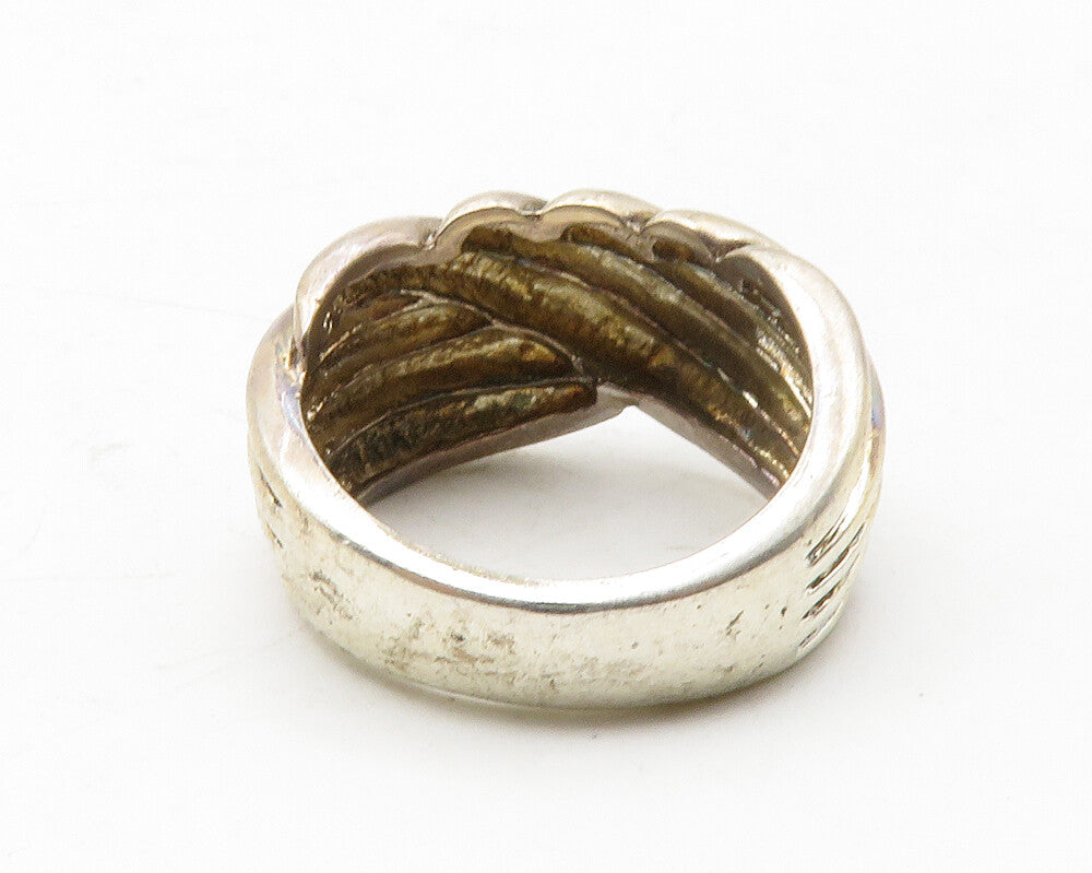 MIDAS 925 Sterling Silver  Vintage Dark Tone Fluted Band Ring Sz 6  RG13162